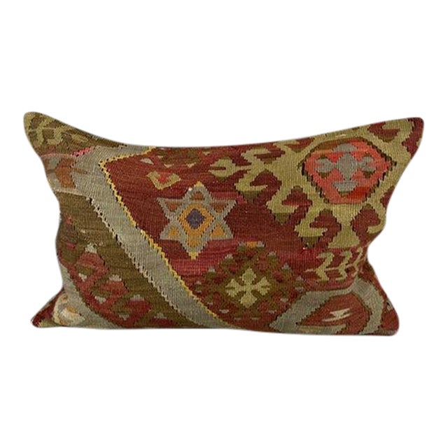 16 x 24 Kilim Pillow Turkish Cushion Labyrinth Comfort Pillow Cushion Cover For Sale