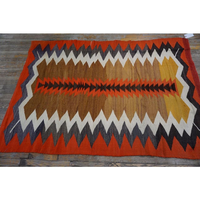 Tribal 1920s Multi Tribal Geometric Antique Flatweave Native American Wool Navajo Rug For Sale - Image 3 of 8