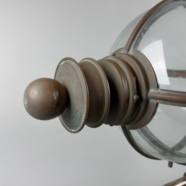 Large Brass Wall Lantern with Glass Sphere, 20th Century For Sale - Image 6 of 11