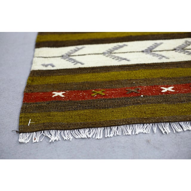 1960s 1960s Traditional Green Striped Kilim For Sale - Image 5 of 13