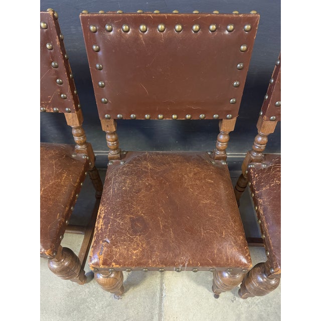 Set of 6pcs 19th Century English Leather Dining Chairs For Sale - Image 9 of 12