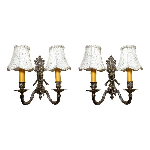 Wall Lights in Silvered Bronze, 1960s, Set of 2 For Sale