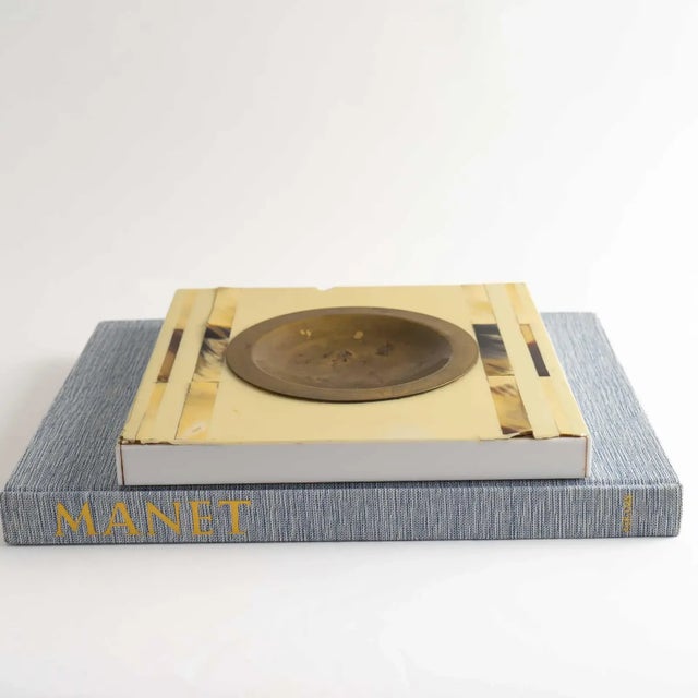 Maitland - Smith Vintage Horn Inlay Square Ashtray Catchall With Brass Center For Sale - Image 4 of 11