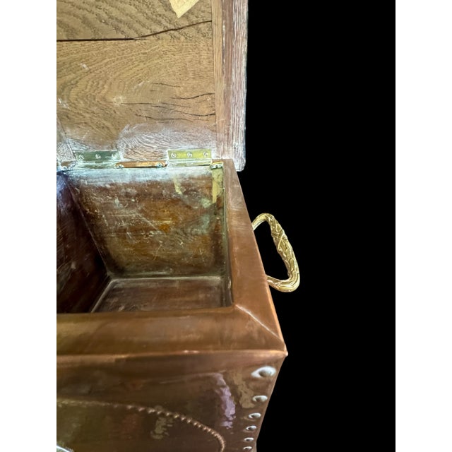 Early 20th Century English Copper and Brass Campaign-Style Storage Ottoman For Sale In Charleston - Image 6 of 13