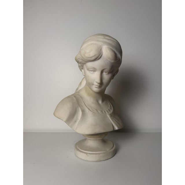 Sculpture Bust of Young Woman, 1800s, Marble For Sale - Image 4 of 15