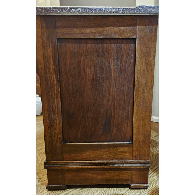 Antique 19th Century French Louis Philippe Burled Walnut Commode | Marble Top For Sale - Image 14 of 15