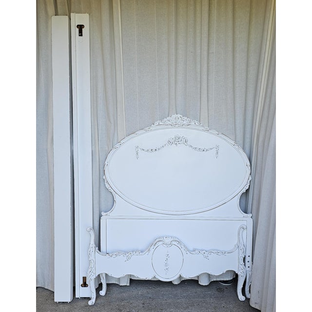 Vintage Twin Size Bed Frame, White Romantic Style Circa 1930's For Sale - Image 4 of 18