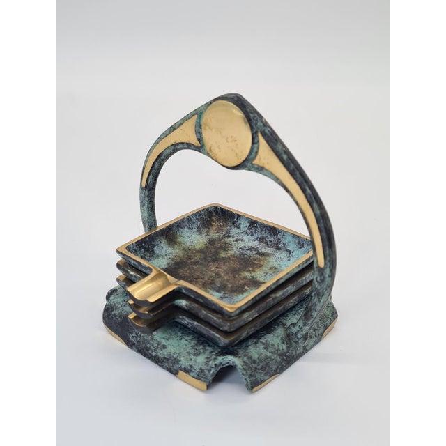 Art Deco Ashtrays with Decorative Stand, 1920s, Set of 4 For Sale - Image 3 of 10