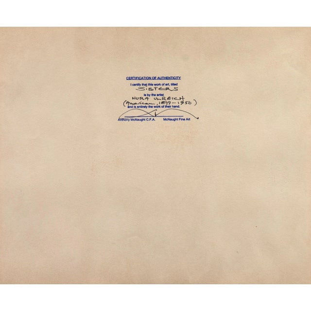 Charcoal 'Sisters' by Nura Ulreich, 1935, Art Student's League, Salon D'Automne, Art Deco, Paris, Smithsonian Museum of Art, San Diego Museum of Art For Sale - Image 8 of 11