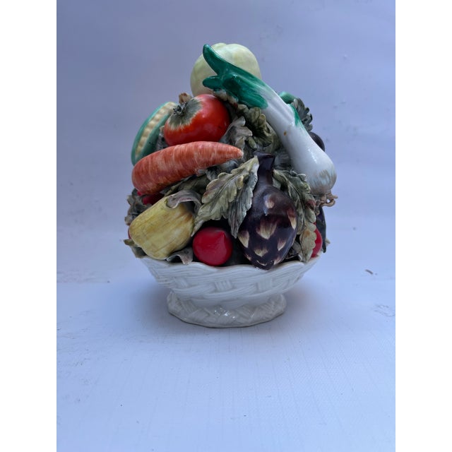 Farmhouse Porcelain Vegetable Basket For Sale - Image 3 of 10