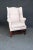 Chippendale style wing chair , made by Hickory Chair Co . Solid Mahogany Frame , Marlboro style legs , Pink & blue...