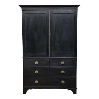 English Ebonized Linen Cupboard For Sale