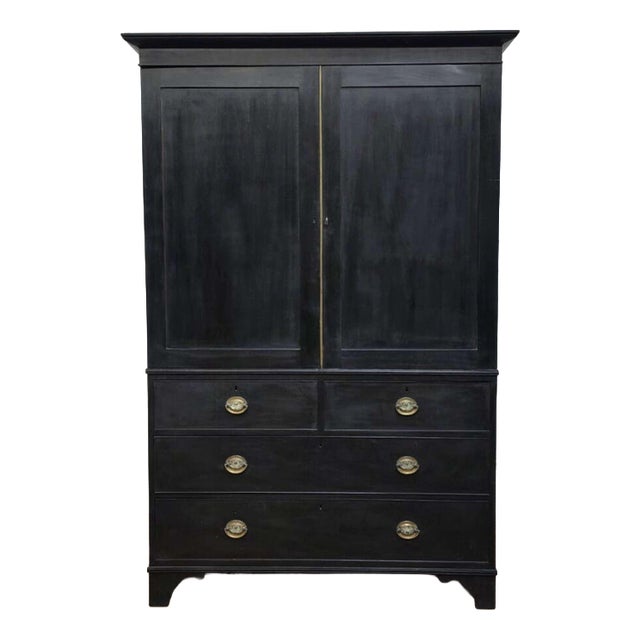 English Ebonized Linen Cupboard For Sale