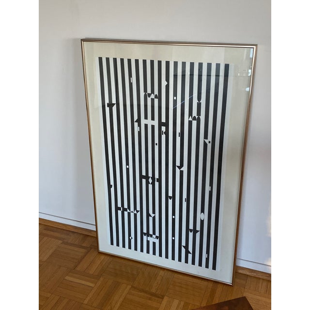 Black Yaacov Agam Rare Original Color Silkscreen Espace Op Artwork For Sale - Image 8 of 11