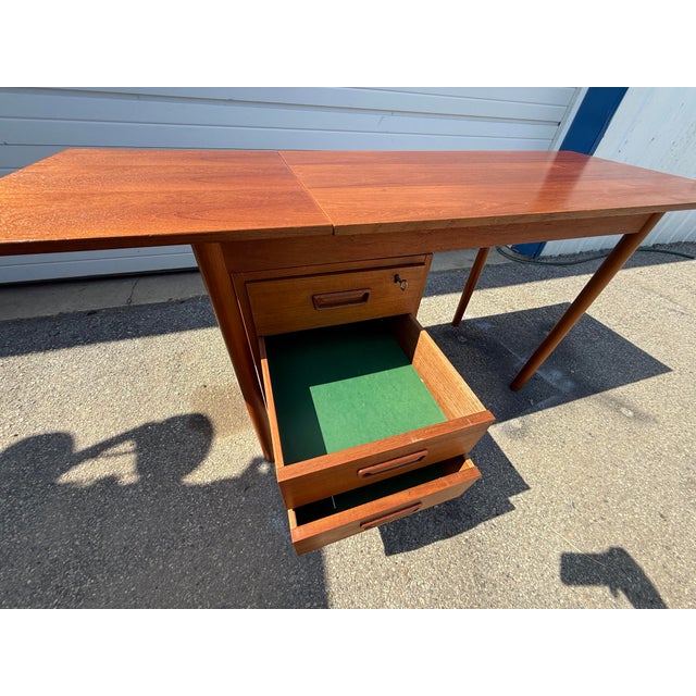 Mid-Century Modern Teak Drop Leaf Desk For Sale - Image 12 of 12