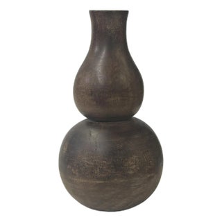 Handmade Chinese Gourd (Hu-Lu) Feng Shui Display Wood Art Vase For Sale