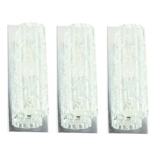 Mid-Century Modern Murano Glass Wall Sconces from Doria Leuchten, Germany, 1960s, Set of 3 For Sale