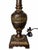 Metal Neoclassical Bronze-Tone Urn and Column Buffet Lamp With Pleated Brown Shade For Sale - Image 7 of 8