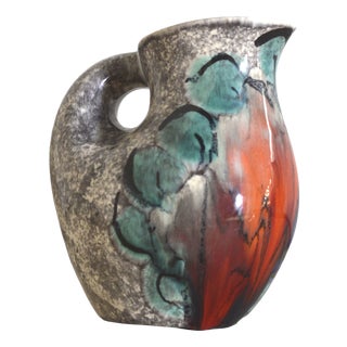 Vintage French Handcrafted Ceramic Pitcher, 1950s For Sale