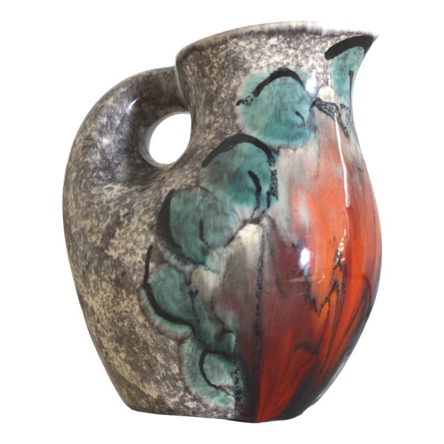 Vintage French Handcrafted Ceramic Pitcher, 1950s For Sale