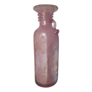 Pink Iridescent Scavo Murano Glass Vase by Archimede Seguso, 1950s For Sale