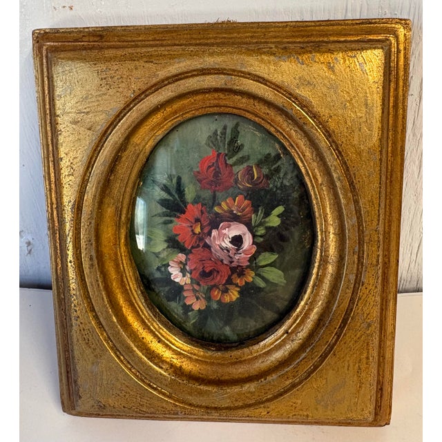 Pretty gold gilt square framed print with a beautiful still life floral
