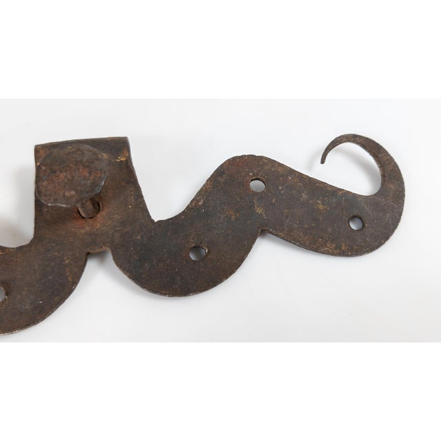 18th Century 18th Century Pair of Rustic Primitive Black Smith Hand Wrought Hinges For Sale - Image 5 of 11