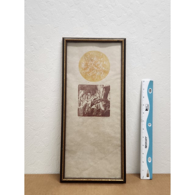 Asian 1990s Tiia Taks Sahni "Golden Circle And Square" Framed Painting For Sale - Image 3 of 4