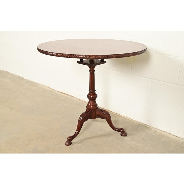 Smith & Watson Smith & Watson Georgian Mahogany and Burl Wood Pedestal Tea Table For Sale - Image 4 of 14