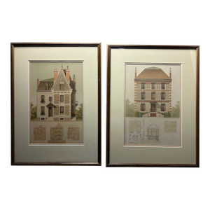 Diptych of 19th Century French Architectural Drawings - National Treasures, 2 Pieces