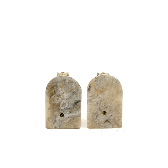 Mid 20th Century Vintage Mid-Century Modern Hand Carved Honey Onyx Horse Head Bookends For Sale - Image 5 of 9