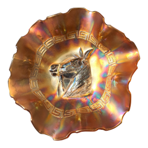 1950s Carnival Iridescent Marigold Horse Head Bowl Catch All Dish
