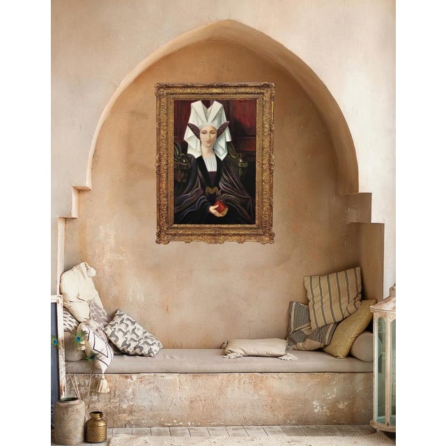 After Edgard Maxence, Liturgical Costume, 1910s, Oil on Canvas For Sale - Image 15 of 18