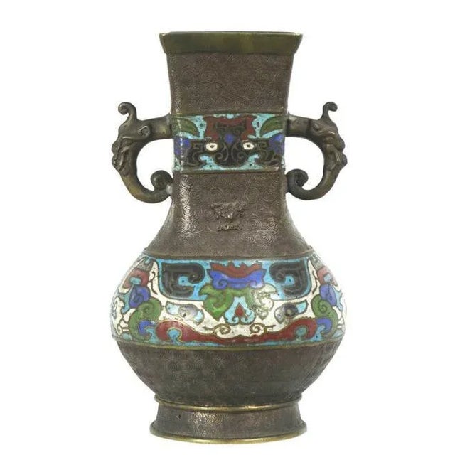 Brown Antique Chinese Bronze Cloisonne For Sale - Image 8 of 8