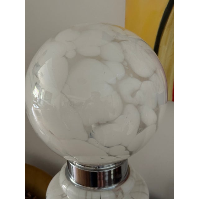 Glass White Murano Glass Table Lamp from Mazzega, Italy, 1970s For Sale - Image 7 of 9