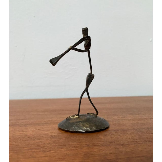Mid-Century Wrought Iron Horseshoe Nail Art Piper Figurine, 1960s For Sale - Image 15 of 15