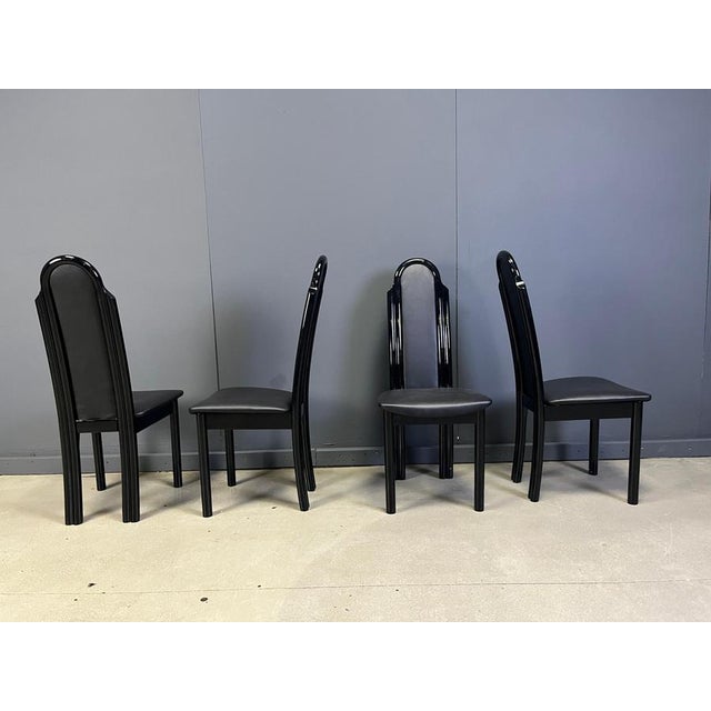 Postmodern Postmodern Italian Lacquered Wood Dining Chairs, 1980s, Set of 4 For Sale - Image 3 of 12