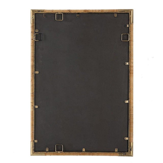 Wood Camp Rattan/Brass Mirror For Sale - Image 7 of 7