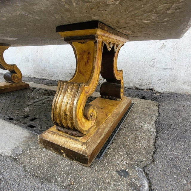 Coffee Table in Marble and Giltwood, Late 19th-Early 20th Century For Sale - Image 3 of 17