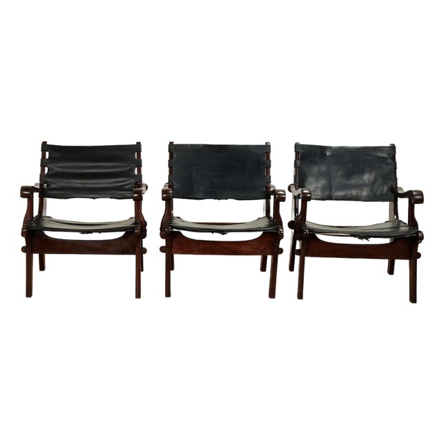 Set of Three Modern Rosewood Safari Chairs by Angel Pazmino For Sale