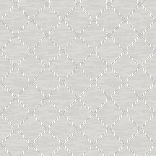 SAMPLE - Boråstapeter Golden Trellis Wallpaper In Grey And Silver For Sale