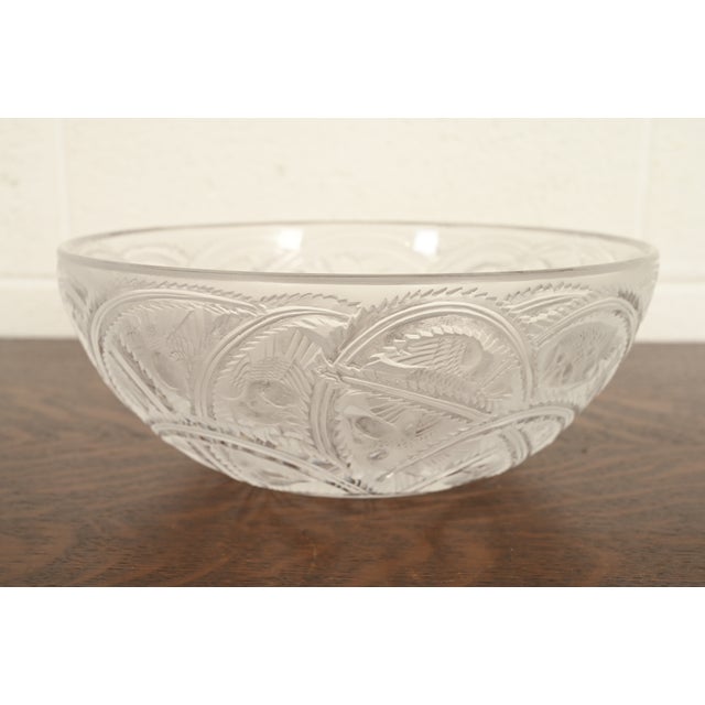 Lalique "Pinsons" Art Deco Frosted Crystal Glass Bowl For Sale - Image 9 of 14
