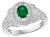 0.80 Carat Oval Cut Emerald and 0.85 Carat Diamond Ring 18 Karat White Gold For Sale