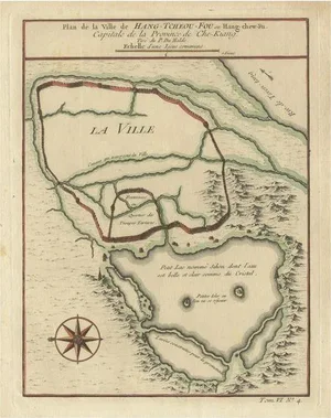 Antique Map of Hangzhou, 1750