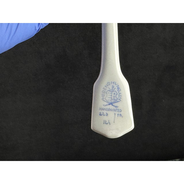 Late 20th Century Herend Hungary Hand-Painted Porcelain Serving Spoon, Mushroom & Insect Motif For Sale - Image 11 of 15