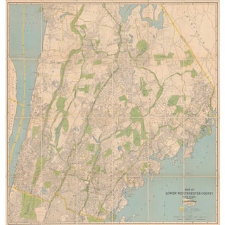 Large Decorative Map of Westchester County New York, 1931 For Sale