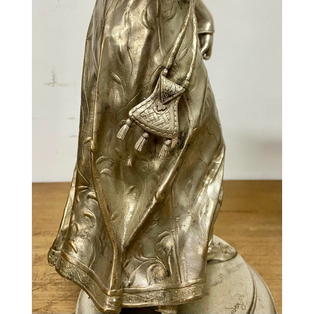 Silver Belle Époque Silvered Bronze Sculptures from Adrien Etienne Gaudez, 1890s, Set of 2 For Sale - Image 8 of 14
