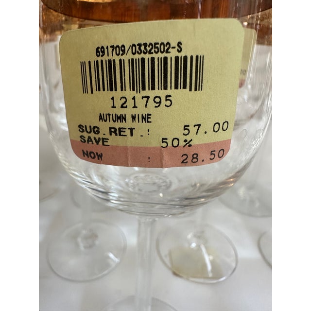 Vintage 1970s Lenox "Autumn" Pattern Set of Fifteen (15) Crystal Wine Glasses With Gold Band Encrusted 7.5" High - Set of 15 For Sale - Image 15 of 17