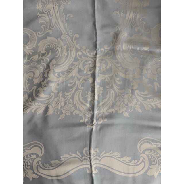 1960s 1960s Exquisite Blue Rectangle Tablecloth 78 X 58 Inches. Eight Napkins That Fold to 8 Inches For Sale - Image 5 of 5