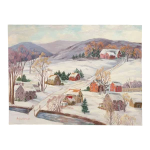 Ann Yost Whitesell 'Road to the Barn' Winter Landscape Original Oil Painting
